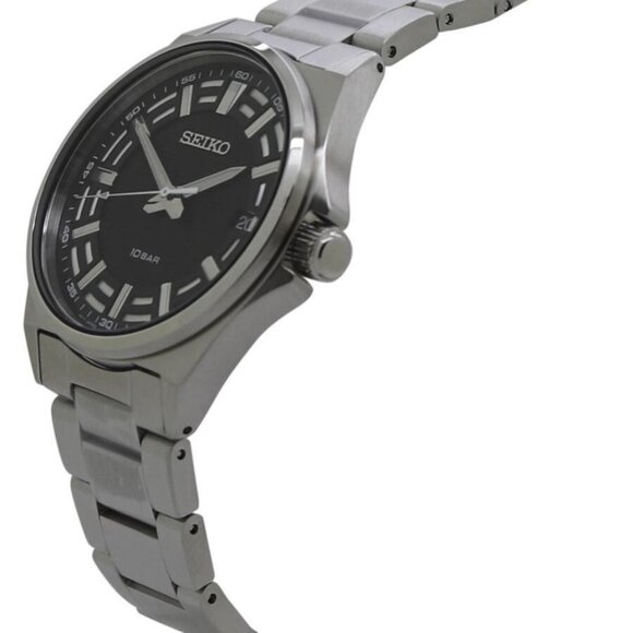 NWT Authentic Seiko Classic Quartz Black Dial Men's Watch - Picture 2 of 3